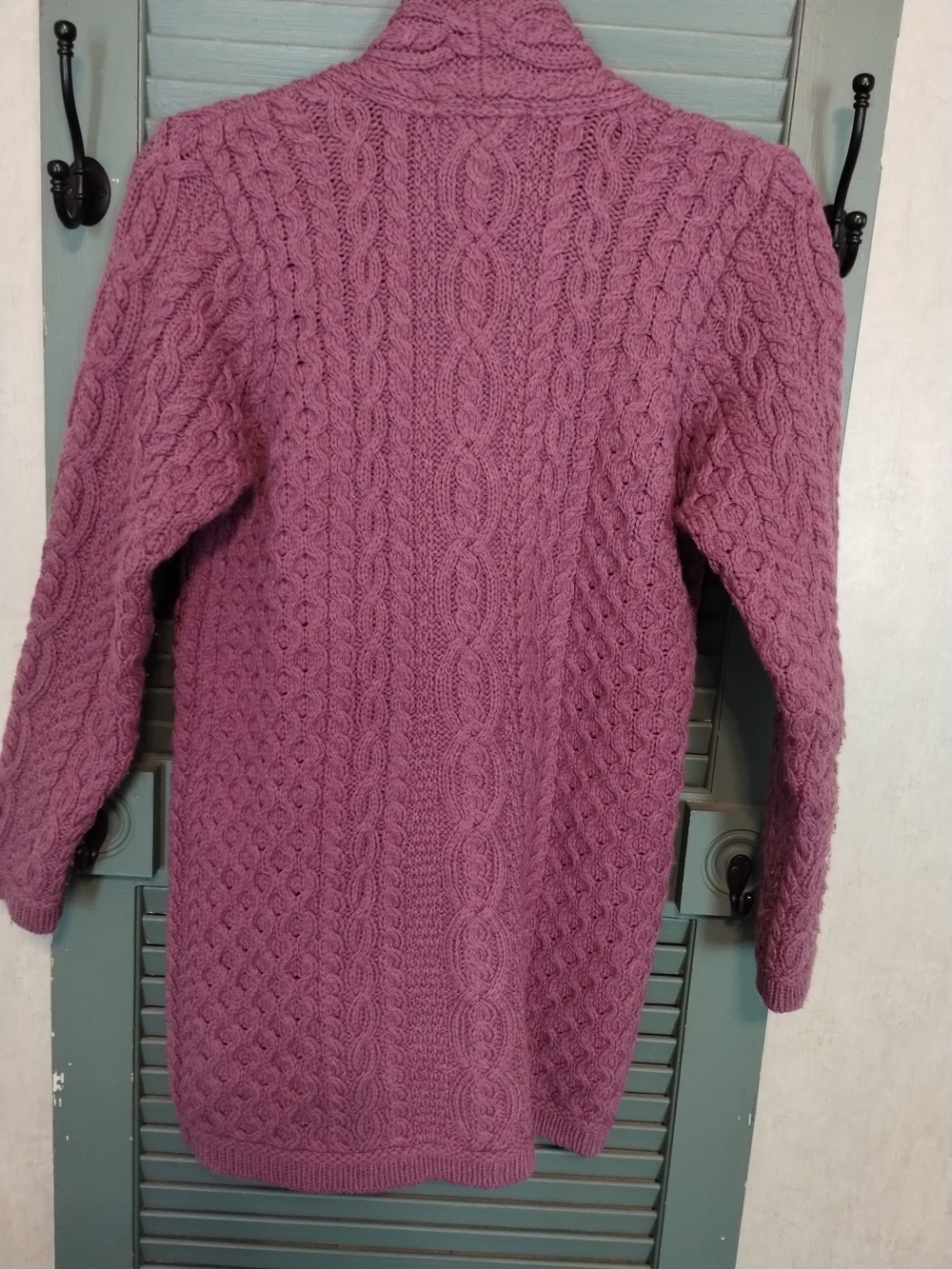 Cozy Cable Knit Button-Shoulder Sweater - Mauve Pink - Picture 5 of 8